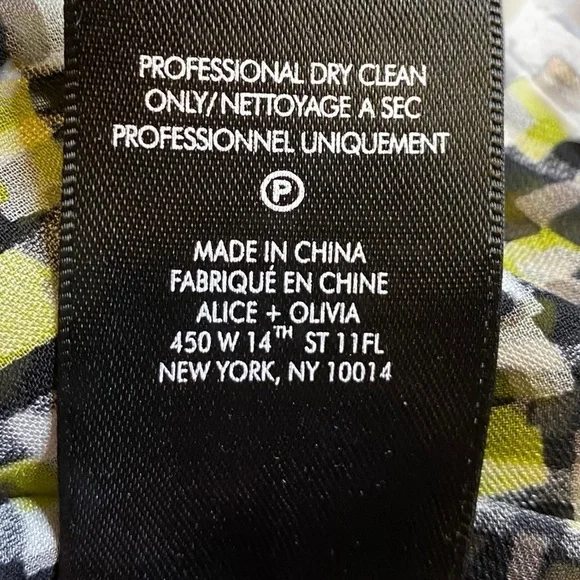 Alice + Olivia Silk blend Sheer geometric Eloise Blouse Women’s Size LG